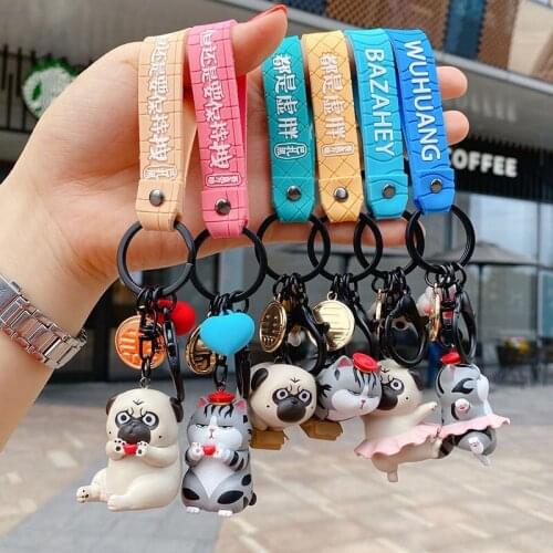 Anime Figure Dog Keychain Hand-painted Craft Dog Bull Terrier Keychain