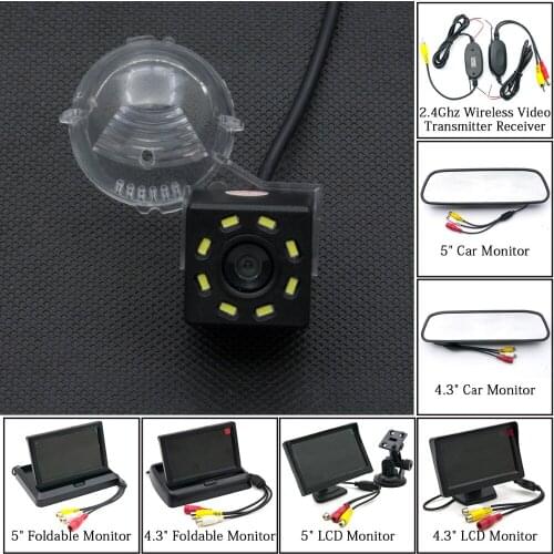 8LED Car Parking Rear View Camera 4.3 5 inch Mirror Monitor 2.4GHZ Wireless For Suzuki SX-4 SX4 Grand Vitara Alto S-Cross Liana