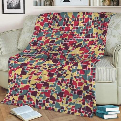 Abstract Geometric Pattern 3D Printed Velvet Plush Throw Fleece Blanket Bedspread Sherpa Blanket Home Decora