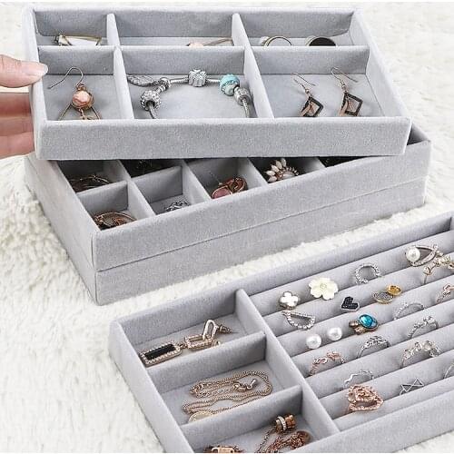 Fashion Drawer Velvet Jewelry Storage Tray Ring Bracelet Gift Box Jewlery Organizer Earring Holder Jewelry Display Case