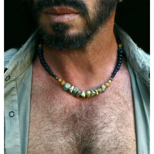 Turquoise necklace for men / bohemian necklace / Turquoise gemstone necklace / jewelery for men / cool necklace for men