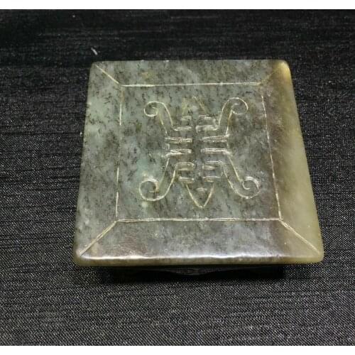 Big Treasure Chinese Vintage Hetian Old Jade Longevity Shou Character Table Totem Carving FRZ Timestown 20201126A