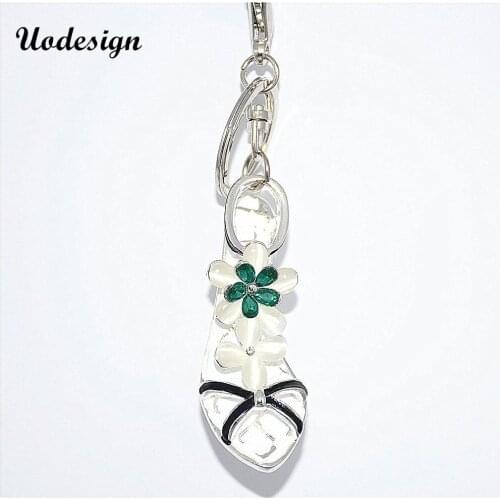 Crystal High Heels Shoes Key Chains Rings Holder Flower Enamel Bag Pendant For Car Keyrings KeyChains Gift for Girl