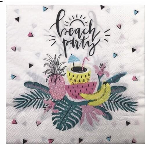 20 Vintage table napkins paper tissue fruit banana watermelon pineapple palm leaf decoupage wedding party servilletas home decor