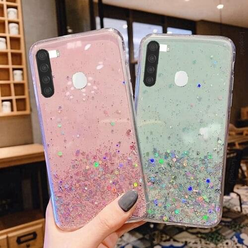 Bling Glitter Phone Case For samsung galaxy A21 A215U A215W A215DL Silicon Soft Case Full Cover For samsung A 21 215U Back cover