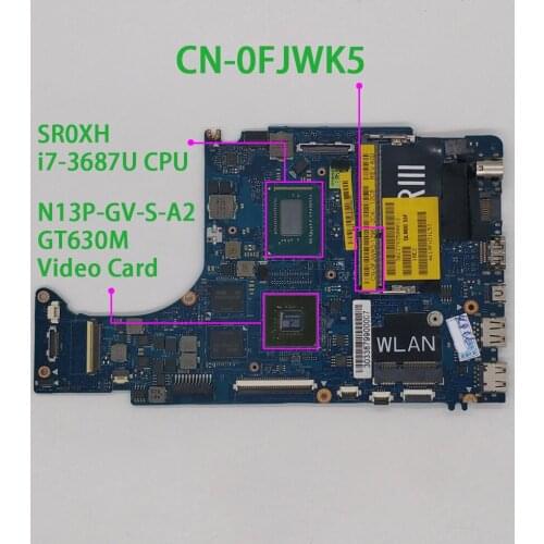 CN-0FJWK5 0FJWK5 FJWK5 QLM00 LA-7841P REV:1.0(A00) I7-3687U CPU for Dell XPS L421X NoteBook PC Laptop Motherboard Mainboard