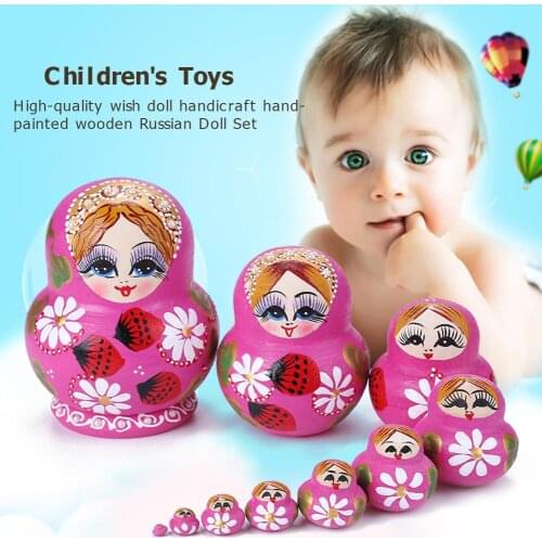 Wood Russian Nesting Matryoshka Dolls Set Toys Decoration Ornament Gifts Wooden Toys Baby Crafted Doll Handmade Gifts