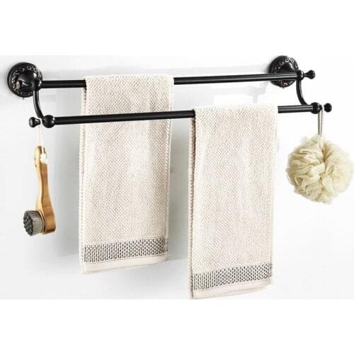 Oil Rubbed Bronze Bathroom Brass Double Towel Bars Wall Mounted Towel Rails Towel Holders For Bathroom Accessories ZD1673