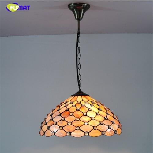 FUMAT Tiffany Pendant Lights Indoor Lighting Classic Natural Shell Curtain Beans Lampshade Dining Room Kitchen Pendant Lamps