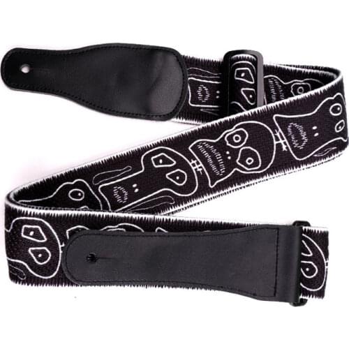 Scream Skull Stype Guitar Strap with Leather Ends for Bass Electric Acoustic Guitars Rock Music Guitarlele Parts Accessories