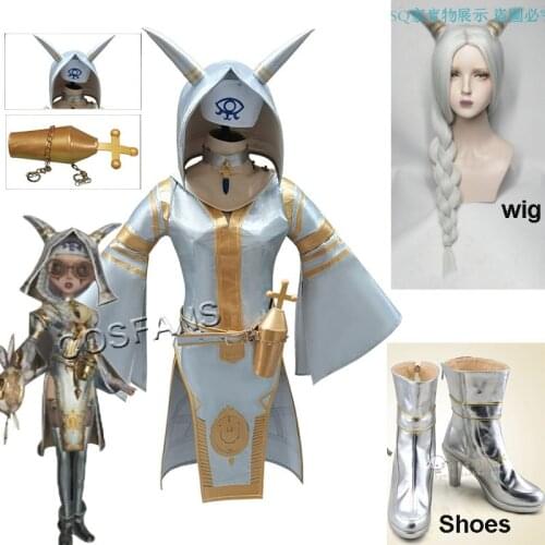 Game Identity V Priest Gilman Fiona Cosplay Costume Bright Tomorrow Skin Outfit Halloween Costume Woman Man Full Set Wig shoes