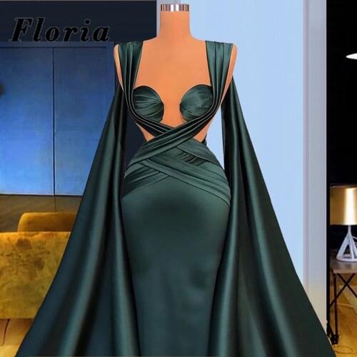 Customized Middle East Straps Evening Dress Green Satin Prom Dresses For Weddings Floor Length Weddings Party Gowns Vestidos