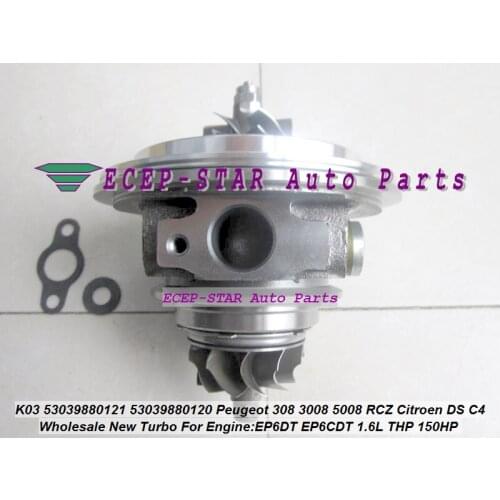 Free Ship Turbo CHRA Cartridge K03 53039880121 53039700121 Turbocharger For Peugeot 207 308 3008 5008 RCZ C4 DS EP6CDT 1.6L THP