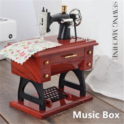 Classic Music Box Creative Sewing Machine Musical Box Tabletop Ornament Home Decoration Birthday Gift Christmas New Year Gift