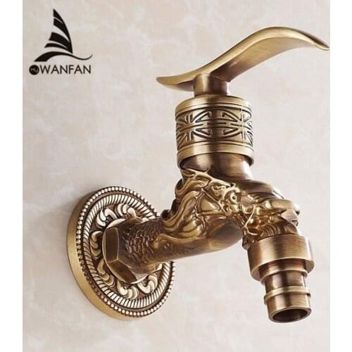 Bibcock Faucet For Outdoor Garden Brass Antique Bronze Washing Machine Faucet Wall Bathroom Mop Tap Toilet Cold Bibcock 18668