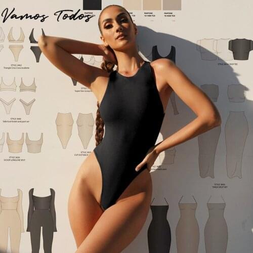 Vamos Todos 2021 Summer New Sleeveless Solid Bodysuit For Women Hollow Out Sexy Bottoming Jumpsuit O-Neck Basic Women Clothes