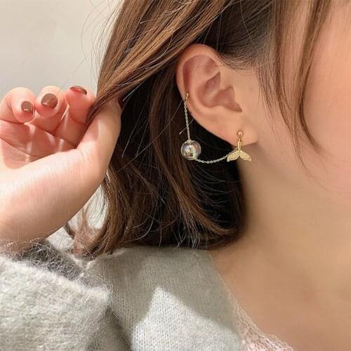 MWSONYA New Korea Fishtail Ear Clip Shiny Girl Party Jewelry Temperament Earrings Ball Ear Clip Ear Jewelry Earrings