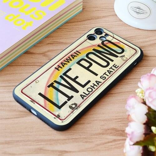 For iPhone Vintage Hawaii License Plate Live Pono Print Soft Matt Apple iPhone Case 6 7 8 11 12 Plus Pro X XR XS MAX SE