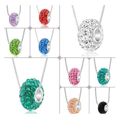 Rtg34w Mix color necklace Resin Silver Big Hole 10*14mm european beads crystal