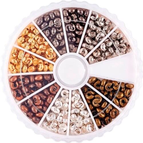 Pandahall 3mm 590pcs/box Crimp Beads Covers Jewelry Findings For DIY Necklace Earring Bracelets Making 6 Colors Hole: 1.5~1.8mm