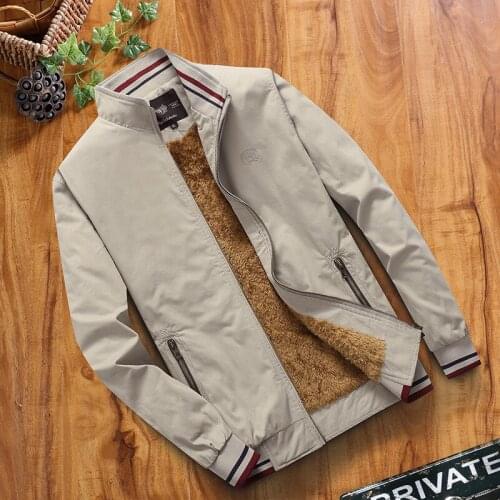 Autumn winter fleece thick jacket middle-aged elderly men cotton Outerwear father wear stand collar Cashmere wool liner warm