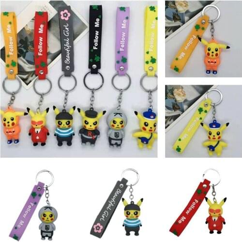 Pokemon Pikachu Keychain Toy Adult Children Universal Cute Cartoon Anime Doll Model Fashion Backpack Pendant Holiday Gift