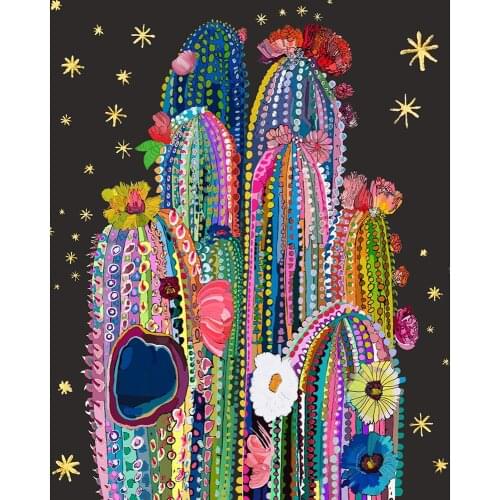 Full Round Diamond Painting Colorful Cactus 5D DIY Flower Diamond Embroidery Cross Stitch Kit Handmade Gift Home Decoration