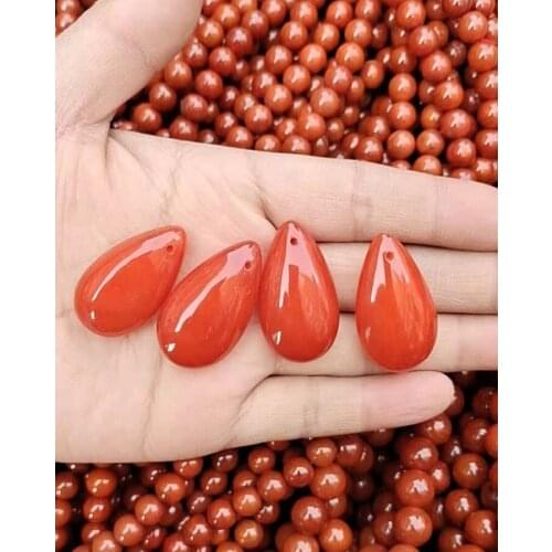 Natural southern red agate handcarved water droplets DIY100% real jade bracelets necklace jade accessories septa scattered beads