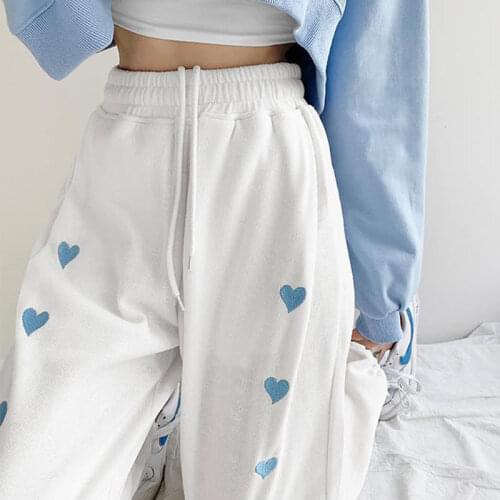 Straight Trousers Women Fashion High Waist Casual Solid Color Pants Loose Pantalones Korean Style Drawstring Joggers