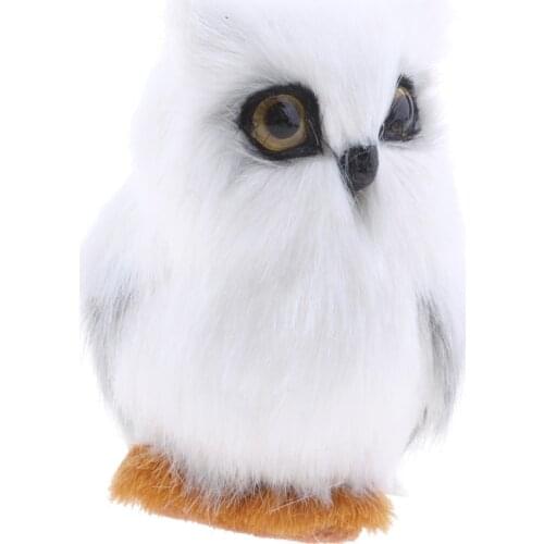 Realistic Artificial Feather Owl Home Decor Desktop Decor Toy Gift White