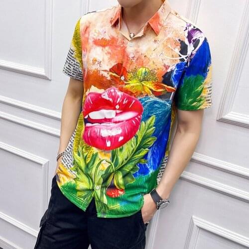 Shirt Chemise Casual Hawaienne Homme Korean Men Clothes 2020 Summer Personality Flower Printing Tide Male Loose Short Sleeve