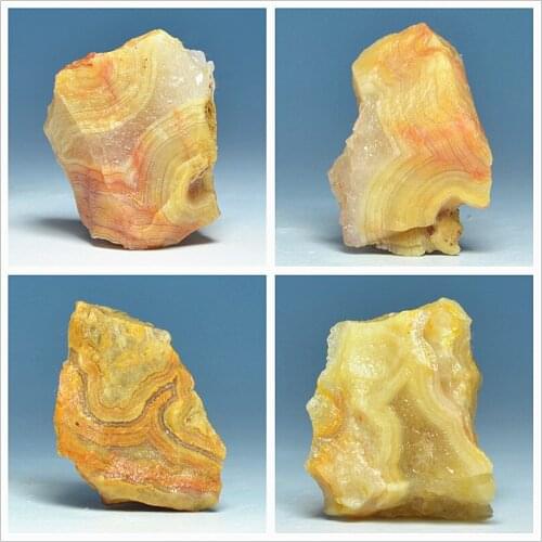 Diy natural yellow crazy agate stone jewelry processing material mineral crystals teaching specimens Kistler