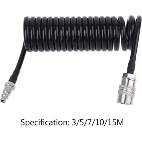3/5/7/10/15m Recoil Air Hose Air Compressor Hose with Industrial Solid Coupler & Plug Quick Connect 10/16/23/49 Feet