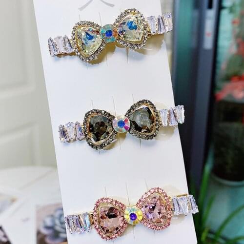 Full Rhinestone Bow Hairpin Shiny Zircon Headpiece Women Hair Clip for Girls Elegant Barrette Hairclip Korean Hair Accessories