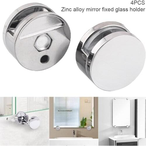 4pcs High Quality Round Glass Clips Clamps Mirror Clips Holder for 4-7mm Thick Mirror Bright Chrome Zinc Alloy