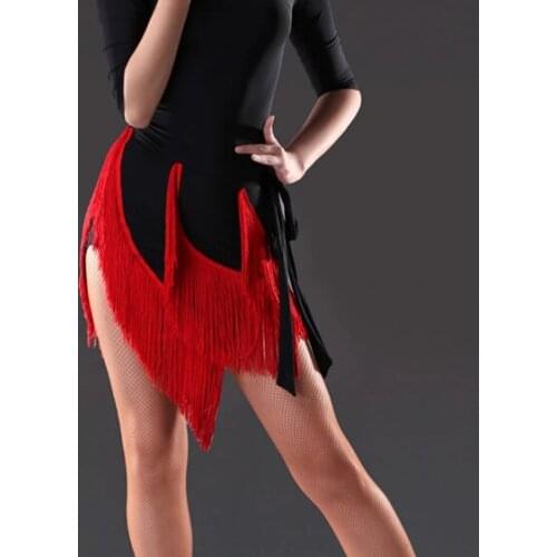 Professional Latin Dance Skirt Women Black Competition Practice Ballroom Tango Skirt Tassel Fringe Latin Salsa Dance Skirt