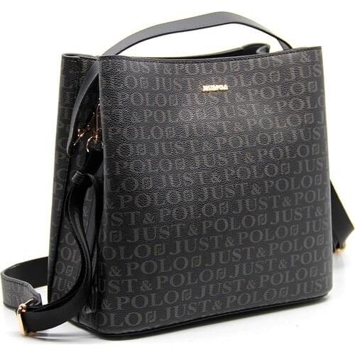 Just Polo Black Women 'S Print Pattern Hand and Shoulder Bag JP2117