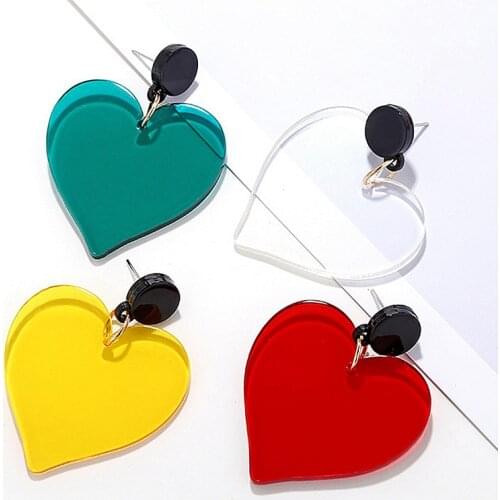 Lovely Red Love Heart Drop Earrings For Women Lover Geometric Dangle Earrings Brinco Party Sweet Fashion Jewelry Pendientes Gift