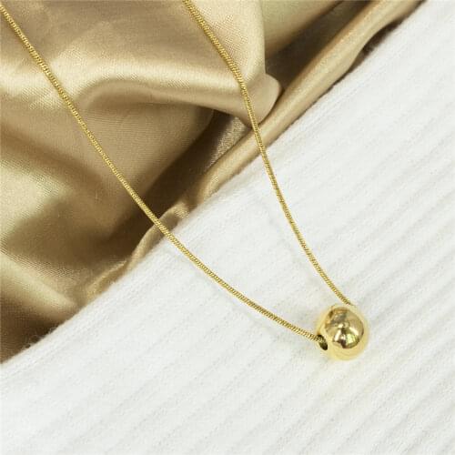 Gold Color Stainless Steel Round Ball Choker Necklaces Jewelry Pendant Snake Chain Necklace for Women