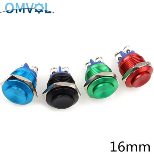 1PC 16mm Waterproof Self-Recovery Metal Oxidation Push Button Switch Multi Colors Reset High Head Car Engine PC Power Button