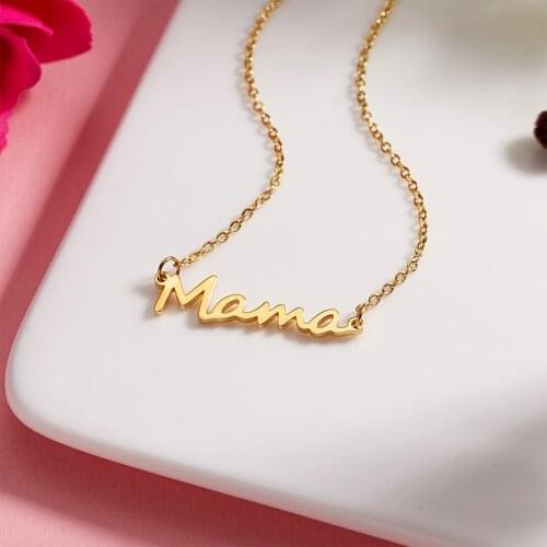2021 Letter Mom Necklaces For Women Lover Rose Gold Silver Color Stainless Steel Long Chain Female Pendant Necklace Jewelry