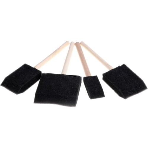 4 pcs/set Wooden Handle Foam Sponge Brush For Art Painting Graffiti Dust Cleaning Painting Tool Drawing Toys