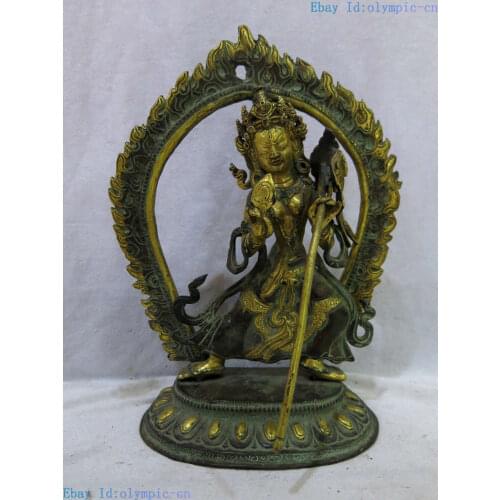 9" China Tibet bronze gilt carved Sculpture Usnisa-sitatapatra buddha Statue