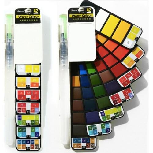 18/25/33/42 Colors Watercolor Paint Set, Artist Foldable Watercolor Paint Set with Water Brush for Field Sketch Outdoor Painting