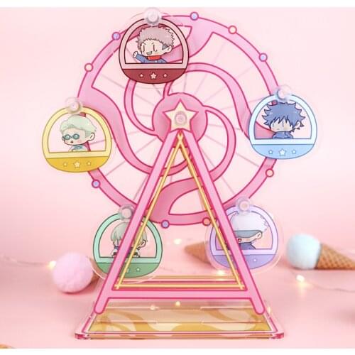 Anime Jujutsu Kaisen Itadori Yuji Gojo Satoru Inumaki Toge Rotatable Ferris Wheel Desktop Decor Stand Model Plate Toy Cosplay