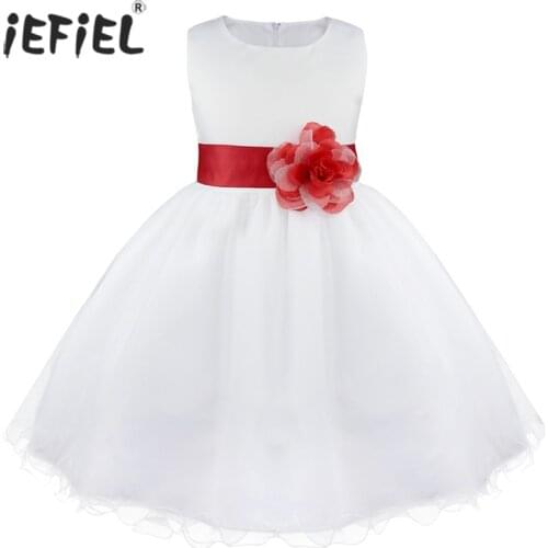 White Flower Girls Dress Elegant Princess Kid Dresses For Girl Children Evening Bridesmaid Wedding Birthday Party Dress Vestidos