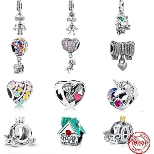 New Balloon House Bear Unicorn Home Pumpkin Cart Bead fit Original Pandora Charms Silver 925 Bracelet DIY Women Jewelry Berloque