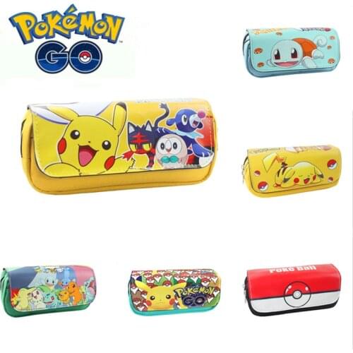 1Pcs PU Anime Pokemon Pikachu Pencils Case Zipper School Supplies Stationery Girl Boy Cartoon Gift Estuches School Pencil Bags