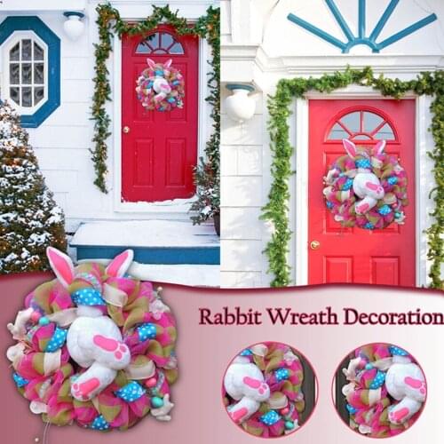 Easter Rabbit Wreath Decoration Easter Bunny Butt With Ears Cartoon Bunny Shape Ornaments Rabbit Wreath Home wall Front Decor