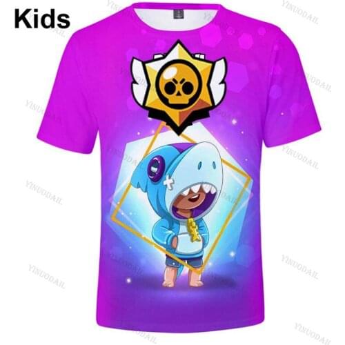 Browlers Penny and Star,Child Wear Shooting Game 3d Swearshirt Boys Girls Tops Kids Tshirt Shark Leon T-shirt Clothes